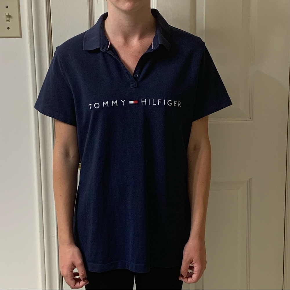 🌷3 for $25🌷Tommy Hilfiger, US L, Navy Red & White Short Sleeve Tee Shirt